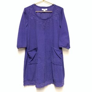 Vintage April Cornell Bernadette Corduroy Embroidered Dress Medium Cottagecore‎